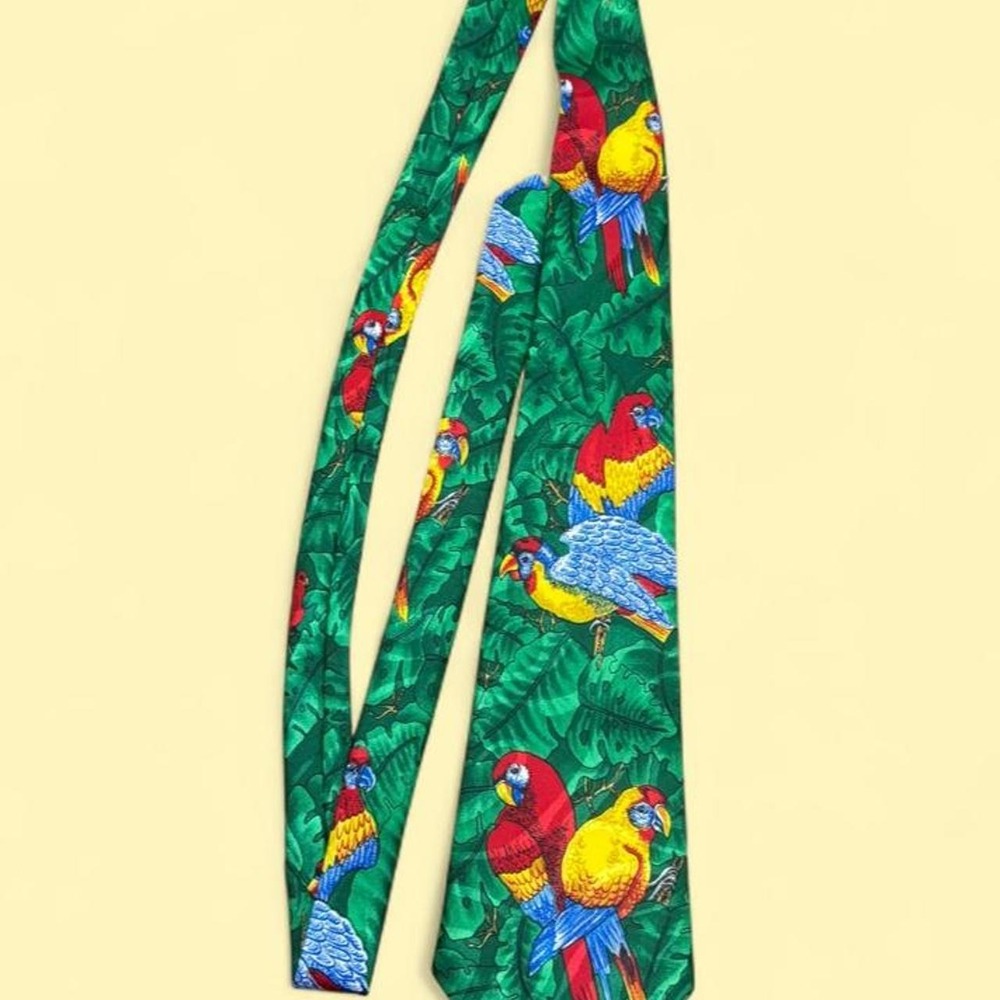 Vintage Designs by A. Rogers "Parrots II" Tropical Novelty Necktie